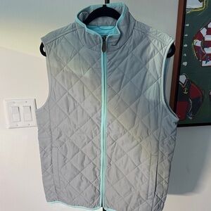 Vineyard Vines Gray Quilted Vest with Light Blue Trim